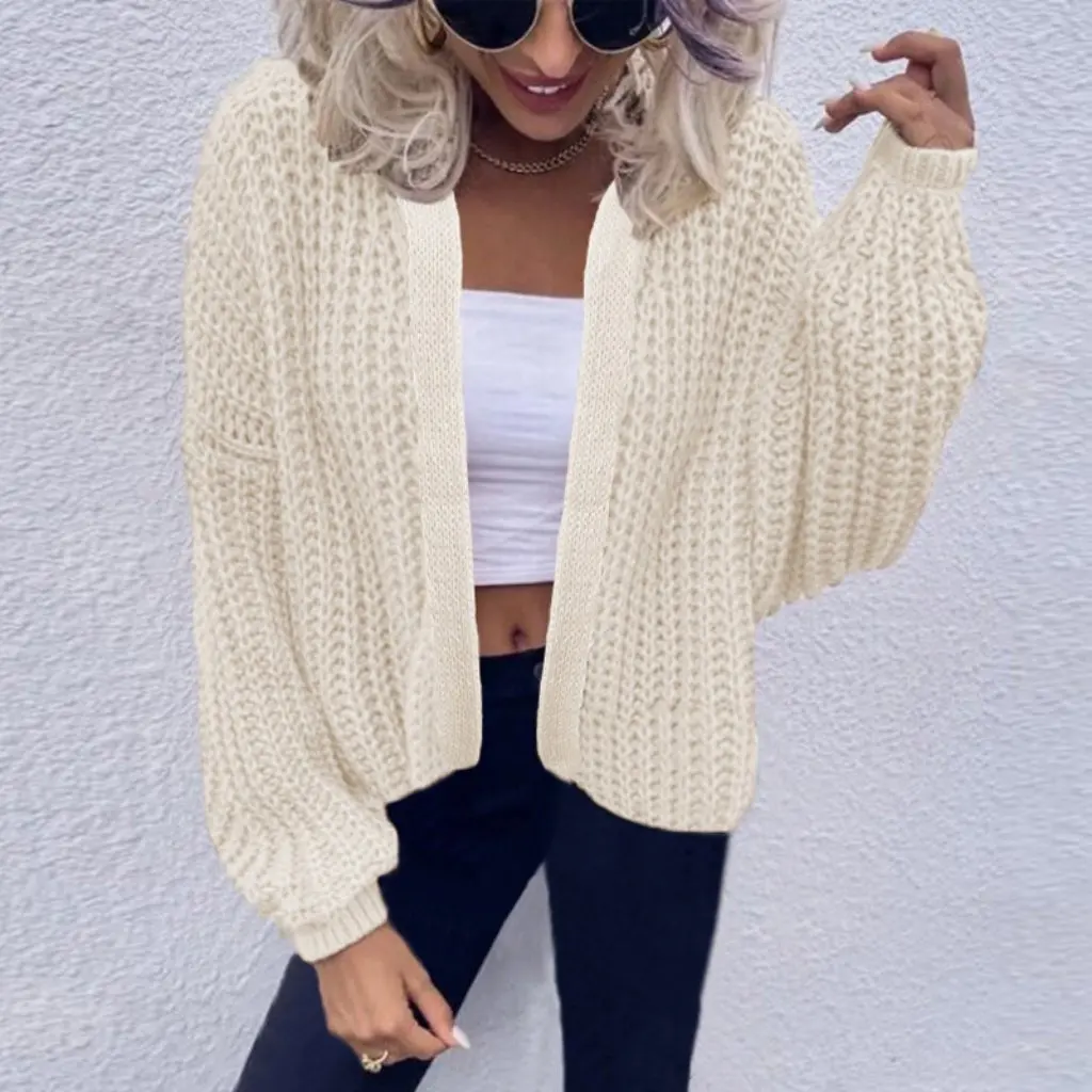 

Women's Casual Solid Color Cardigan Knitted Sweater Coat Autumn Winter New Arrival Style for Europe And United States
