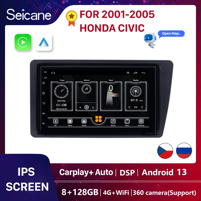 

Seicane 7" Android 13 Touchscreen 1080P Bluetooth WIFI Car GPS Multimedia For 2001 2002 2003 2004 2005 Honda Civic Support DVR