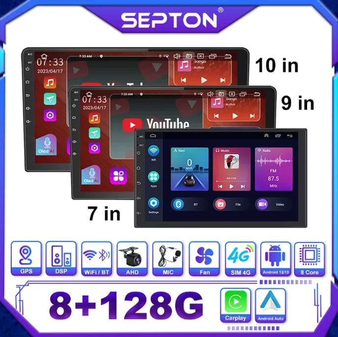 

SEPTON Car Radio Android Universal 7 9 10 Inch Car Stereo Touch Screen for Volkswagen Nissan Hyundai Kia Toyota Kia Car Radio