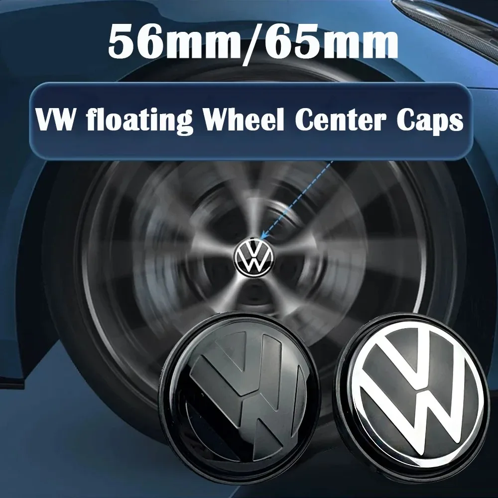For Volkswagen VW Golf 5 6 7 Passat B6 B7 B8 Tiguan Polo Jetta GTI 3B7601171 4pcs 56mm 65mm Floating Wheel Center Caps Hub Cover view 3