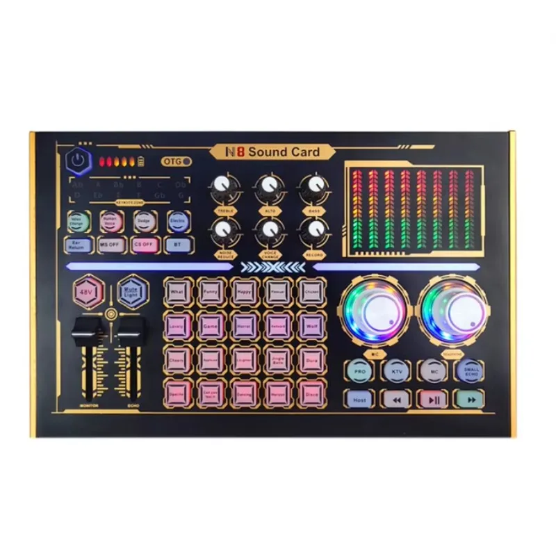 N8 48V Digital Audio Interface - Metal Live Streaming Sound Card For PC/Mobile/Phone With Mic Gain & Voice Effects