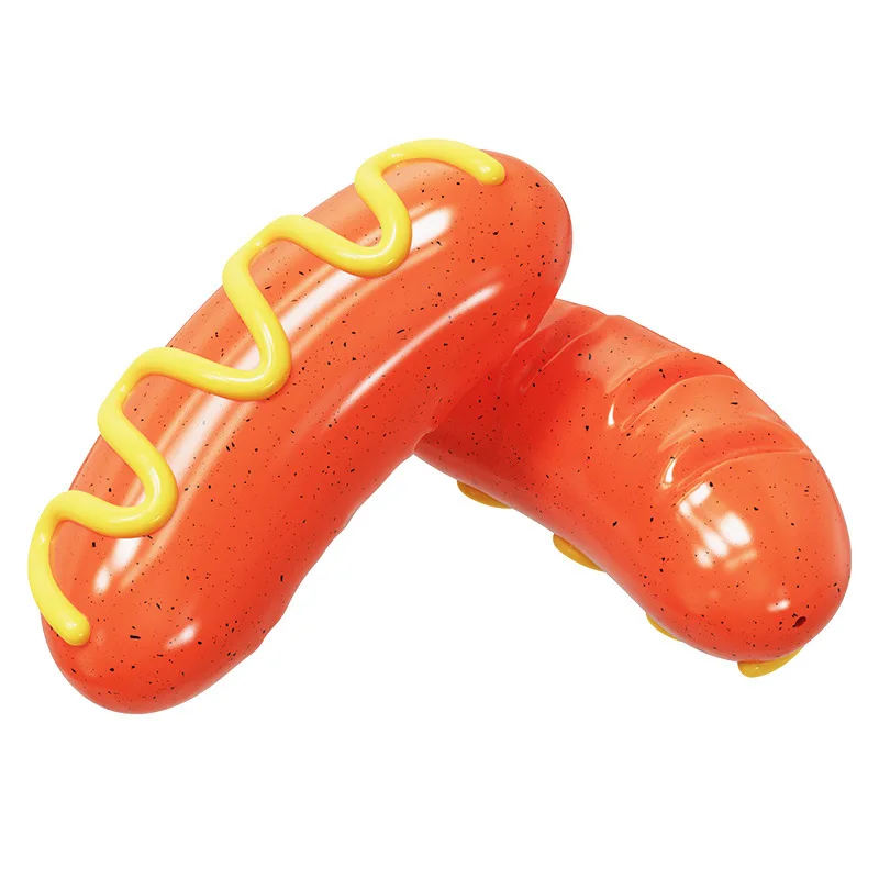 Pet supplies sound-producing dog toys chewable rubber toys teething sticks durable chewable imitation hot dogs sausages pet toys