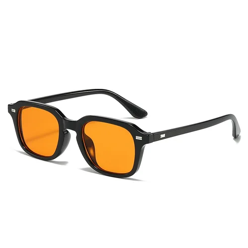 Gafas de sol cuadradas de Color caramelo para mujer, remaches Retro, gafas de sol naranjas Vintage a la moda para hombre, gafas de sol UV400