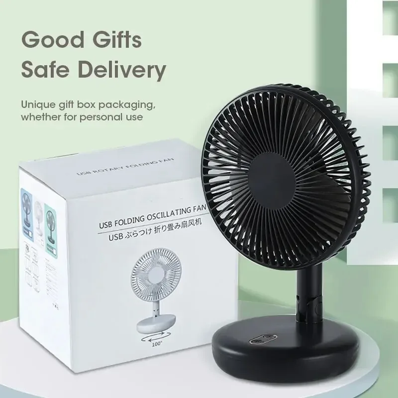 Portable USB Rechargeable Stand Floor Fan 6 Inch 3 Speeds Super Quiet Folding Adjustable Height for Home Office