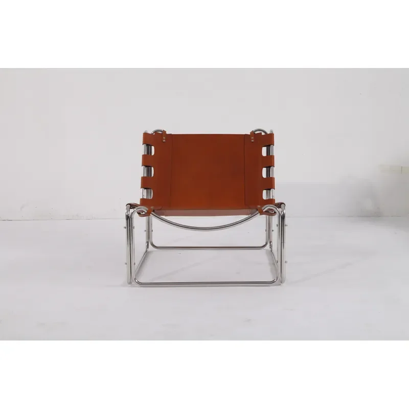 1970s Retro Modern Furniture Pascal Mourgue Design Brown Saddle Leather Fabio Lenci Lounge Chair