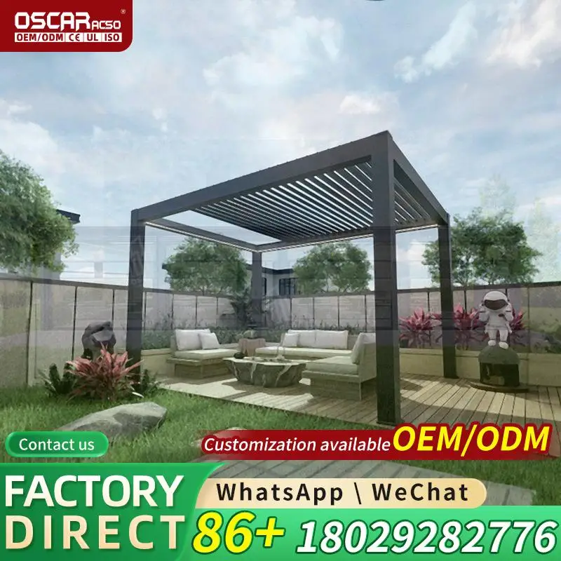 6x6m Outdoor Retractable Awning Pergola for Patio Garden Balcony pergolas