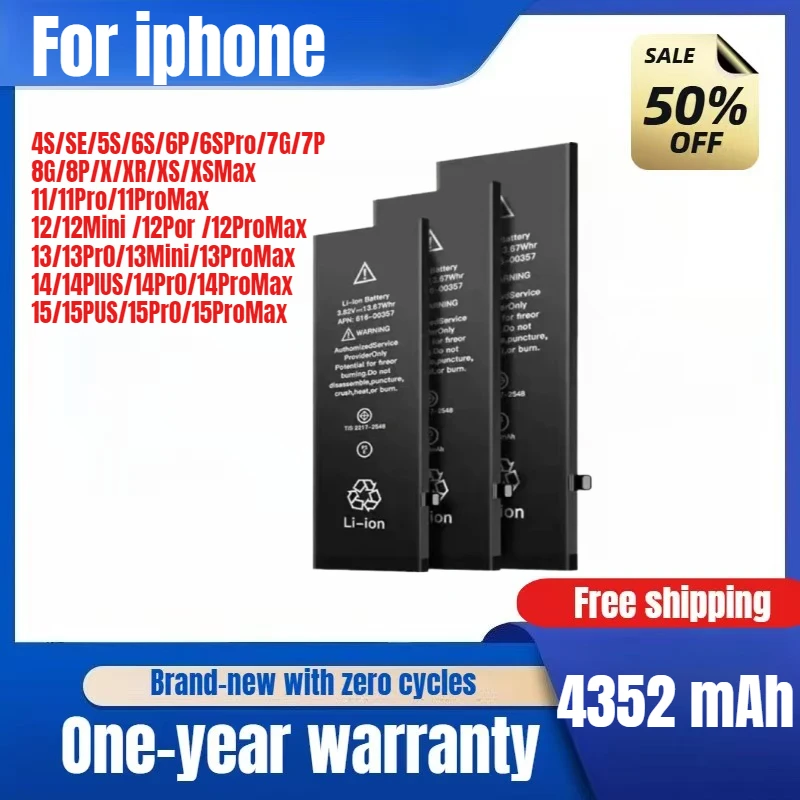

High Capacity iPhone Battery for 6S 6 X 7 11 12Pro 8plus 12mini XR Long Lasting iPhone Replacement