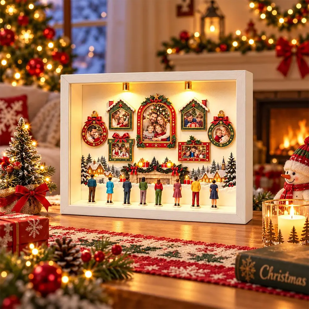 LED Light DIY Mini Museum Silhouette Box Miniature Desk Photo Frame 7 Mini Acrylic Photo Frames Memory Display Kit