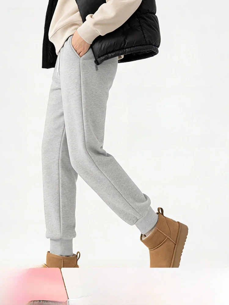 

Thickened Fleece Women's Sports Pants Winter Simulation Lamb Velvet Casual Trousers Snow Skiing Natural Waist Corded