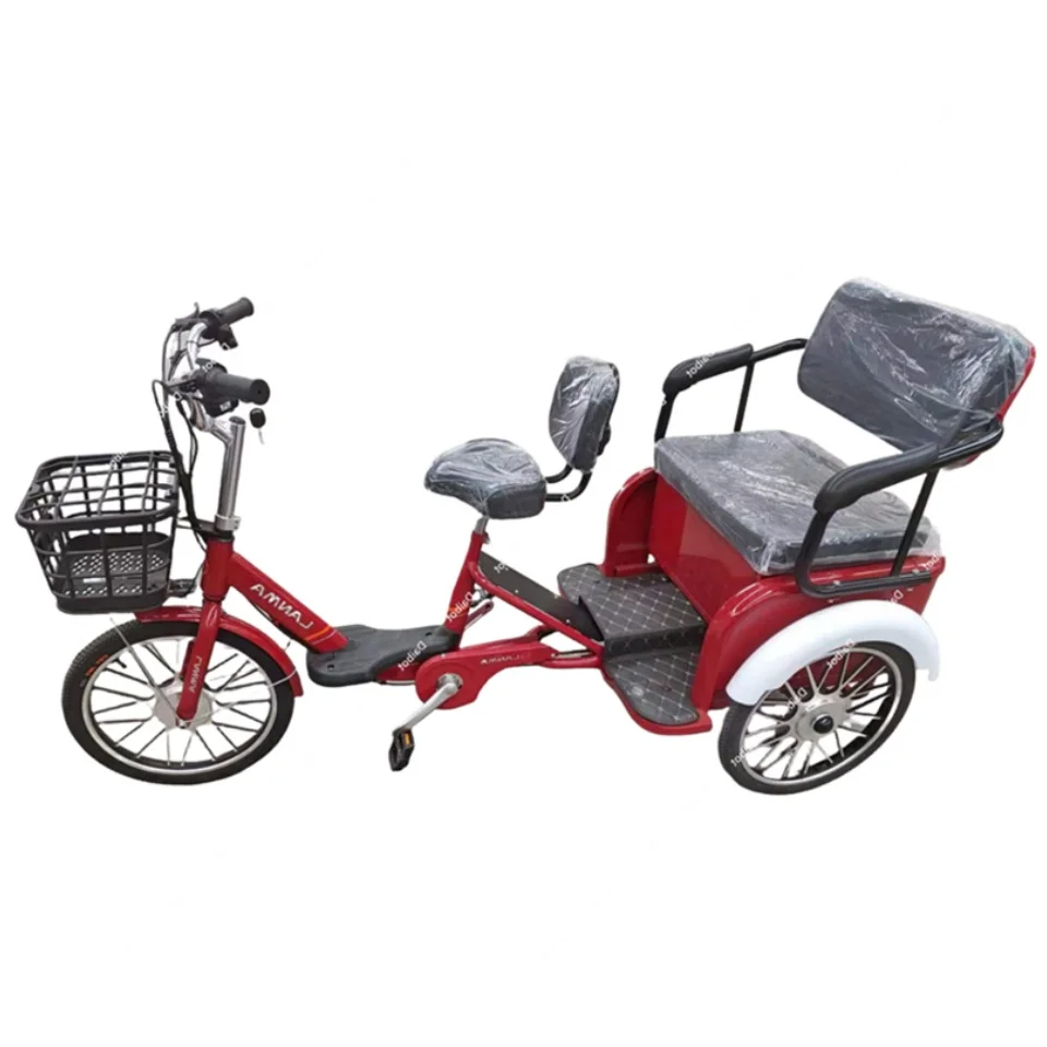 3 Wheel Electric Tricycle With Passenger Seat For Adult Two Person 48v 350w Electric Bike Mobility Scooter For Old People