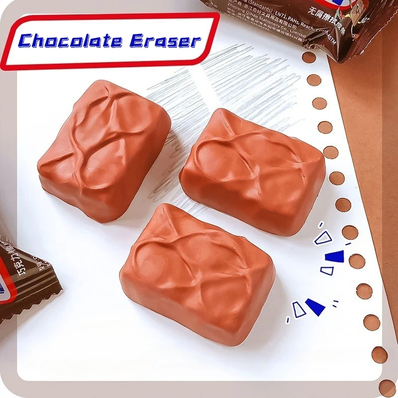 1pc Funny Cartoon Chocolate Eraser Cute Creative School Student Stationery Gift Office Supplies