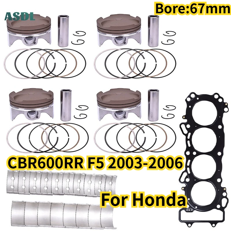 For Honda CBR600RR F5 2003-2006 Motorcycle Engine Piston Rings Cylinder Gasket Connecting Rods Main Crankshaft Bearing CBR600 RR