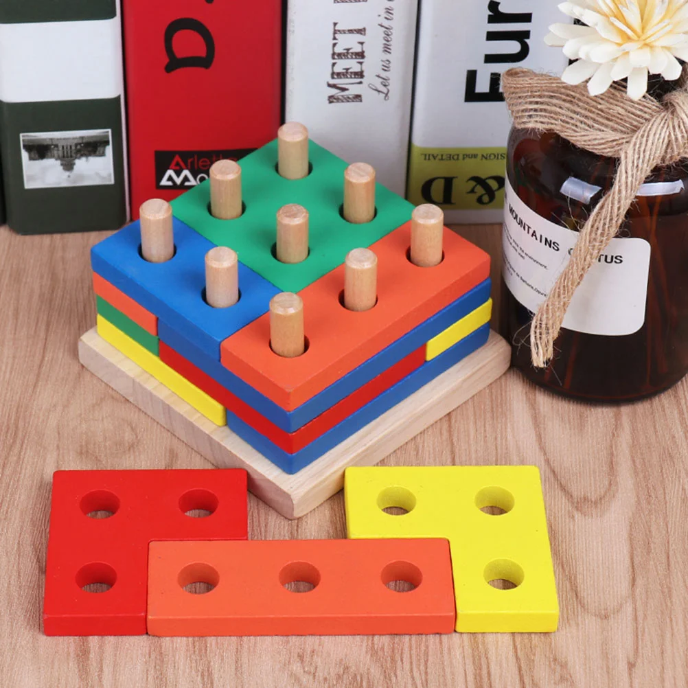 Jigsaw Geometric Puzzle Toys Kids Stack Board Chunk Blocks Chunky Puzzles Child Baby