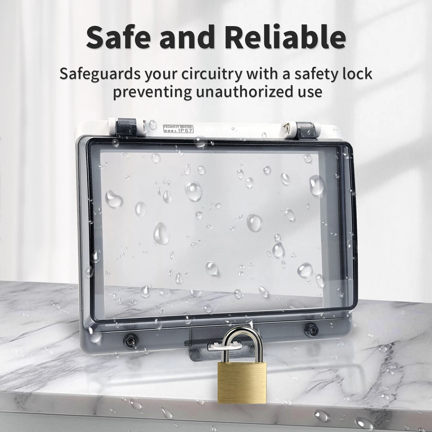 Наружная водонепроницаемая оконная крышка с электрической коробкой запираемого автоматического выключателя, прозрачная крышка для кнопки и инструкции с рейтингом IP67.