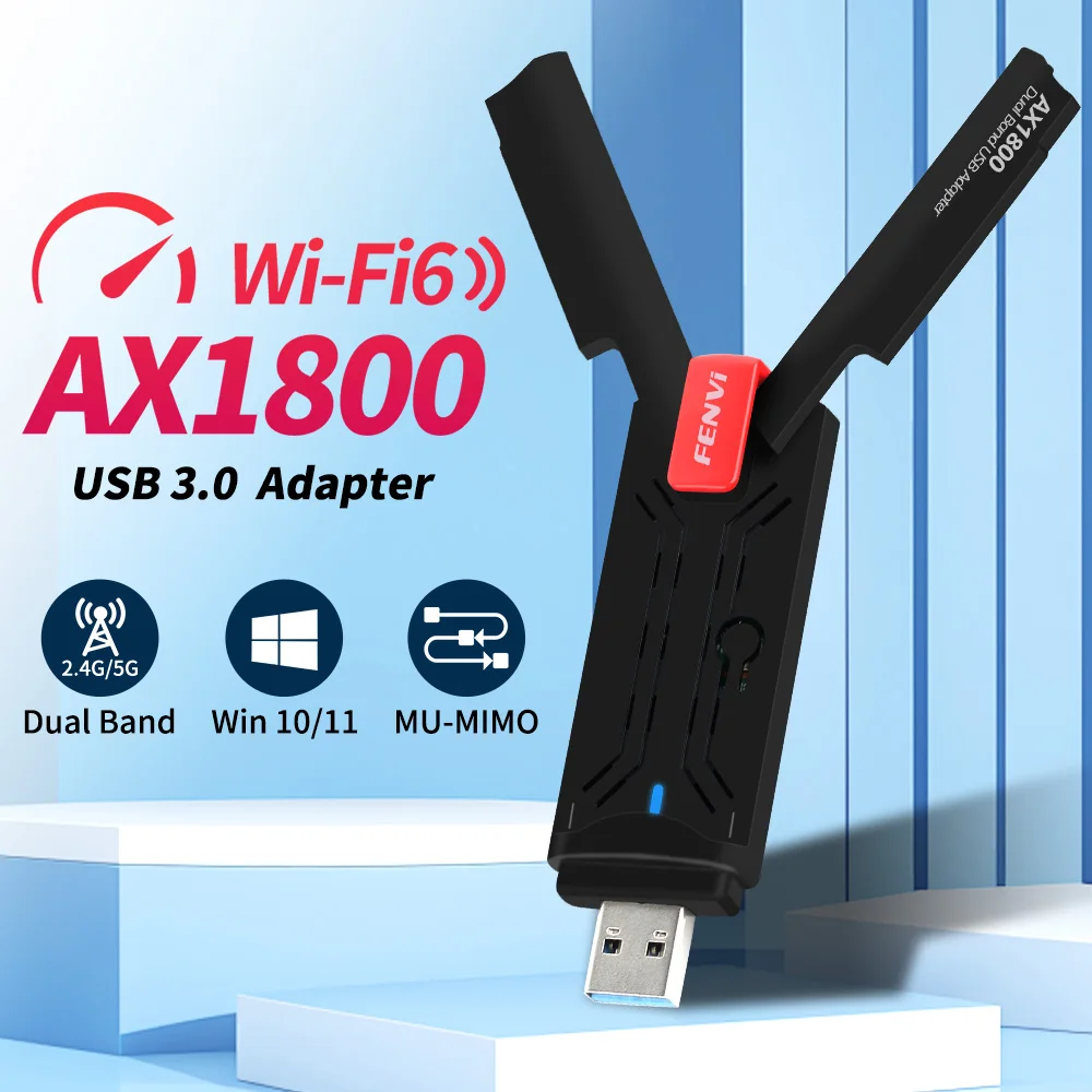 WiFi 6 USB Adapter 1800Mbps Dual Band 5G&2.4GHz MU-MIMO USB 3.0 Network Wireless Card with Antennas WiFi6 USB Dongle Win 7 10 11