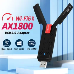 WiFi 6 USB Adapter 1800Mbps Dual Band 5G&2.4GHz MU-MIMO USB 3.0 Network Wireless Card with Antennas WiFi6 USB Dongle Win 7 10 11