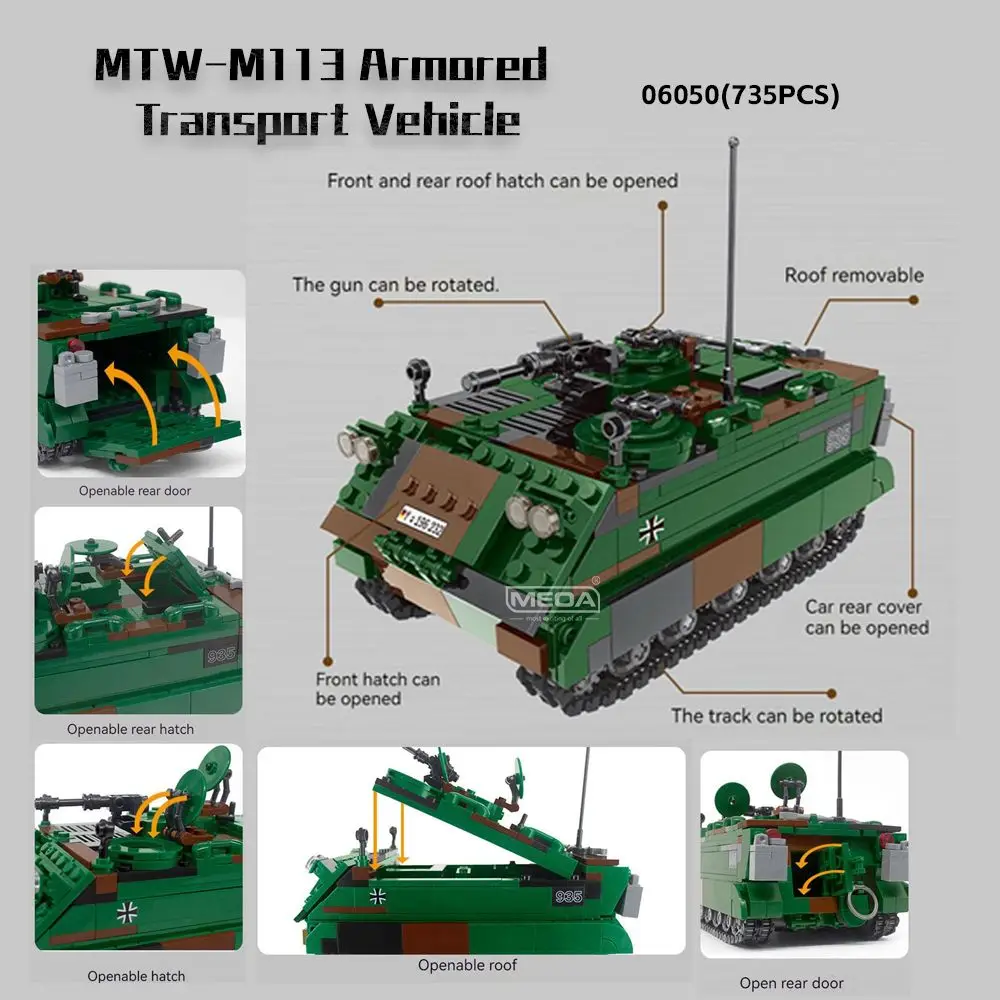 1:30Scale WW2 German Armored Weapon Chariot Building Brick Military Vehicles Blocks Mammut SLT2 Heavy Tank Assemble Bricks Toy