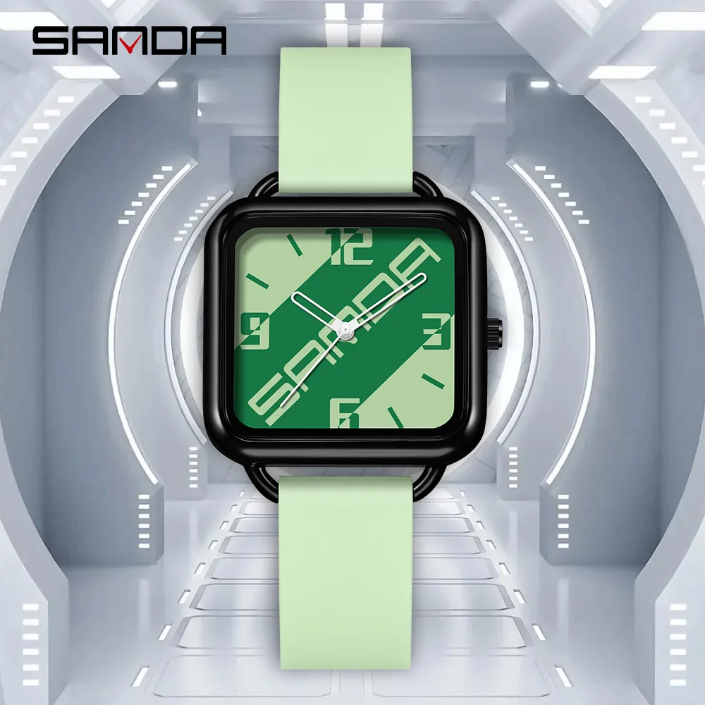 

SANDA New 3261 Colorful Fashion Student Quartz Watch Waterproof Creative Square Dial Student Quartz Watch 2025