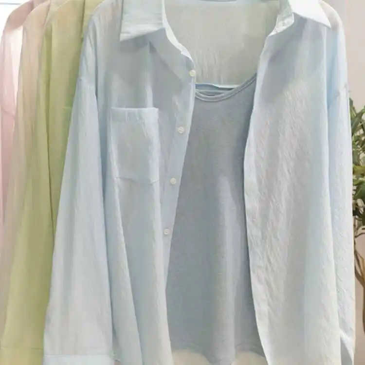 

Sun Protection Silk irt Women's Summer New Sle Chiffon Breathable Thin oulder Strap Loose Outerwear Top Korean Sle