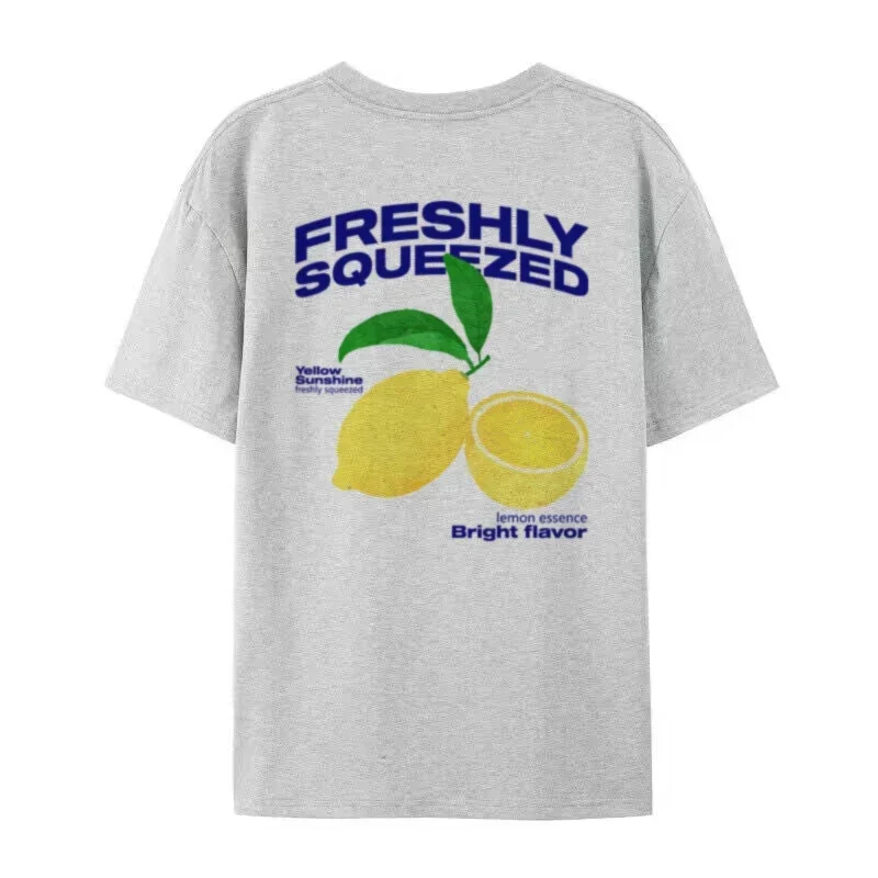 Lemon Citrus Back Print T-Shirt 90s Retro Oversized Cute Aesthetic Fruit Graphic Tees Y2k Streetwear Tops Women Fashion Clothing