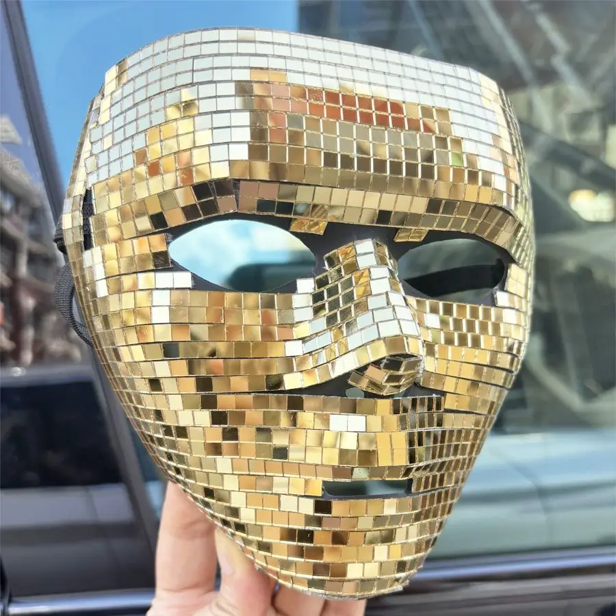 انفجارات ديسكو قناع عاكس حفلة الهالوين C قطعة أثرية مرآة كاملة الوجه مغطاة بتأثير فسيفساء رائع هدية حفلة عيد الميلاد #4