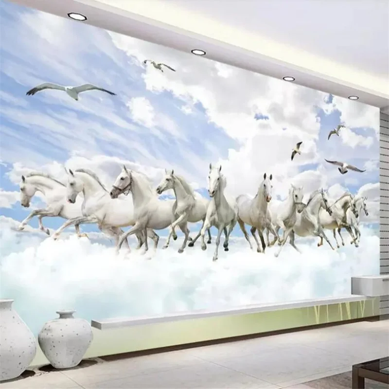 Custom Wallpaper 3D обои White Horse Prince Fashion personality zebra fresco Background Wall paper Decorative Painting wallpaper