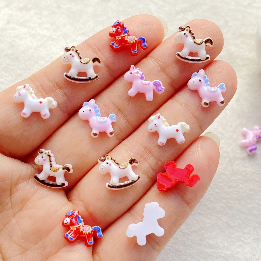 50 قطعة لطيف صغير الكرتون يونيكورن الحصان مسمار الفن السحر الإبداعية الملونة الراتنج مسمار الزينة DIY بها بنفسك دبوس الشعر الأظافر الحرف #5