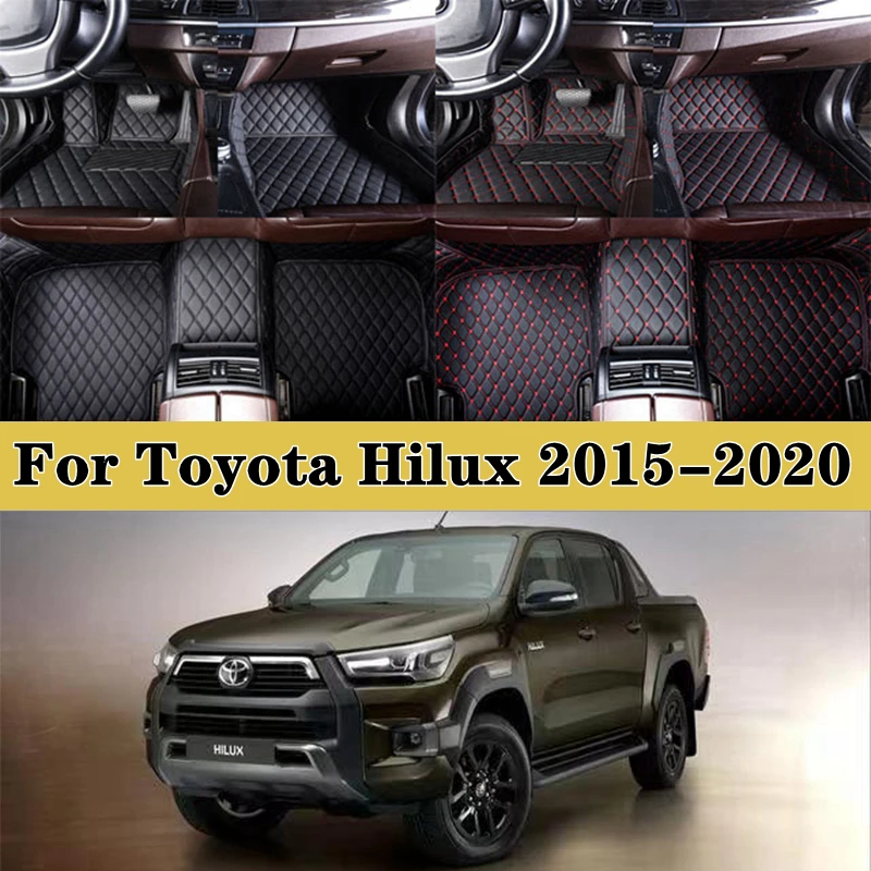 

Автомобильные подставки для Toyota Hilux 2015-2020, защитный коврик, индивидуальный интерьер, Нескользящие кожаные автомобильные напольные коврики, зеркальный чехол