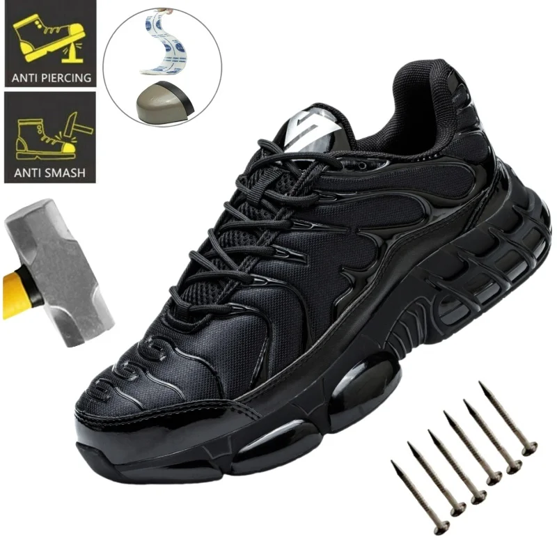 

Men's Safety Work Shoes Steel Toe Cap Boots Lightweight Non-slip Puncture-Proof Construction Work Sneakers Breathable Male Shoes