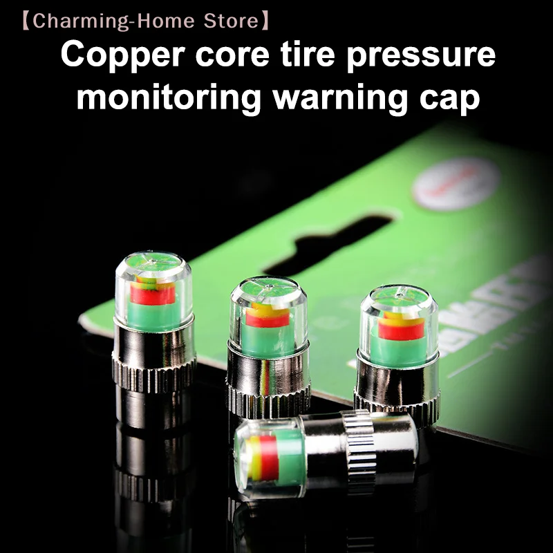 4Pcs/Set Car Tire Pressure Indicator Gauge Alert Monitoring Valve Cap Sensor External Detection Monitoring Alert DIY Accessory