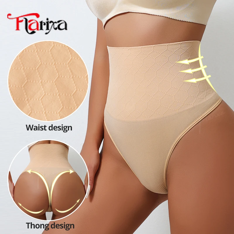 Flarixa Nahtlose formende Tangas für Damen, Bauch-Schlankheitshöschen mit hoher Taille, Bauchkontrolle, Body Shaper Slip, G-String, Shapewear
