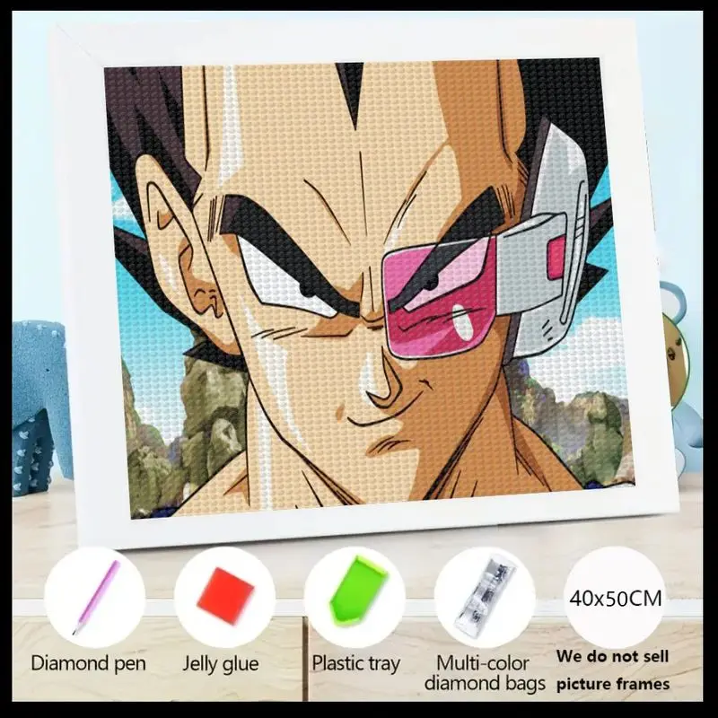 

1 шт. 5D полный дрель комплект алмазной живописи, DIY аниме Dragon Ball Z Vegeta персонаж искусства, большой кристалл горный хрусталь, вышивка драгоценными камнями Se
