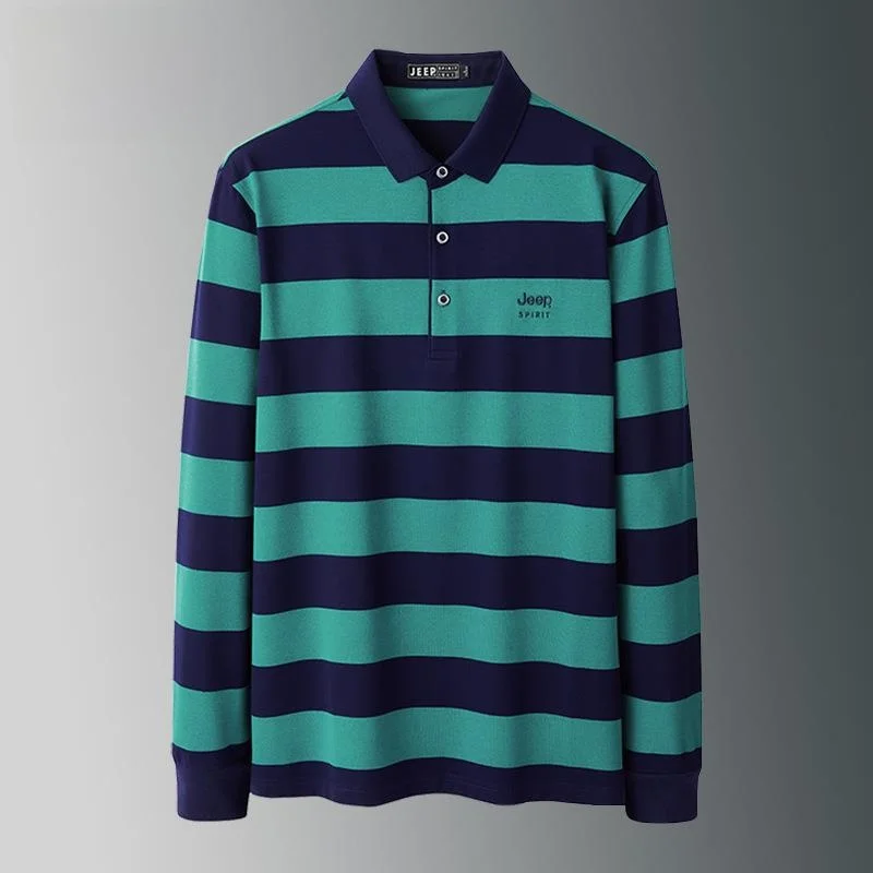 

New Men's Casual Stripe Shirt Long Sleeve Loose Fit T-Shirt Cotton Comfortable Breathable Classic Collar Spring Summer