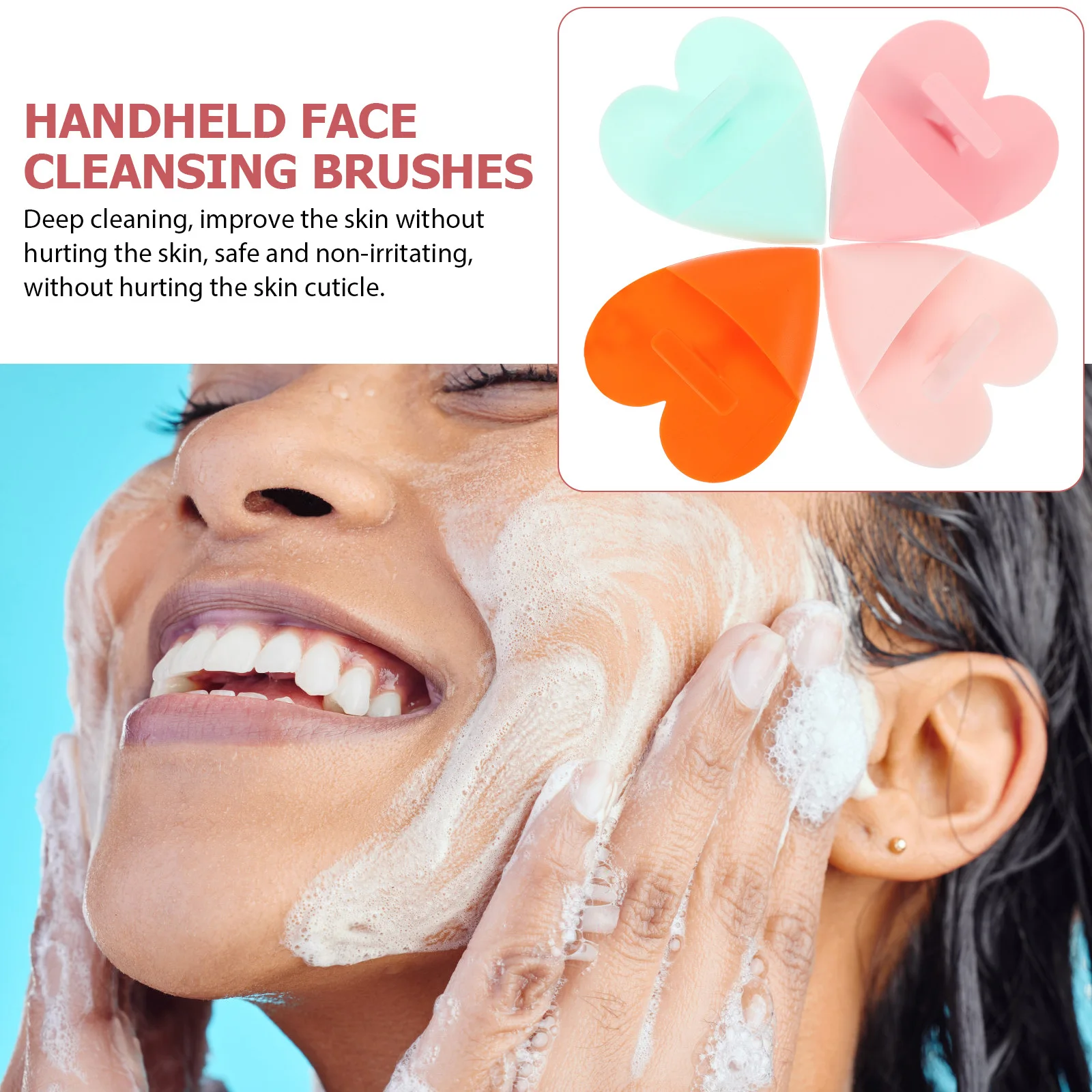 

4pcs Facial Cleansing Brush Skin Care Tools Deep Cleaning Exfoliating Massage Blackhead Removal Gadgets Lightweight Portable