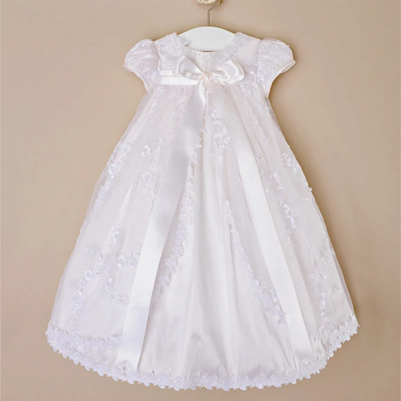 Baby Girls Dress Sleeve Kids First Birthday Ball Gown Infant Clothing for Baptism Bridesmaid Party 3-24 Months