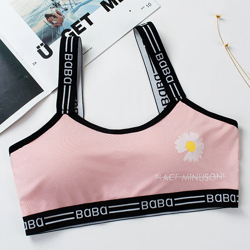 Daisy Teen Training Bra Girl Vest Cotton Spandex Sport Tops Adolescente Kids Underwear 9-14Year Wireless Girls Bandeau Top