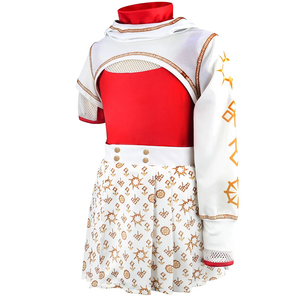 Girls Zombies Cheerleader Cosplay Costume Mesh Top+Printed Skirt+Hooded Coat For Kids Halloween Party School Uniform Dress Up