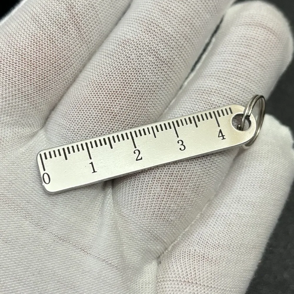 

Portable Stainless Steel Mini Ruler Anti Lost Small Size Metal Ruler Keychain Keychain Office Supplies