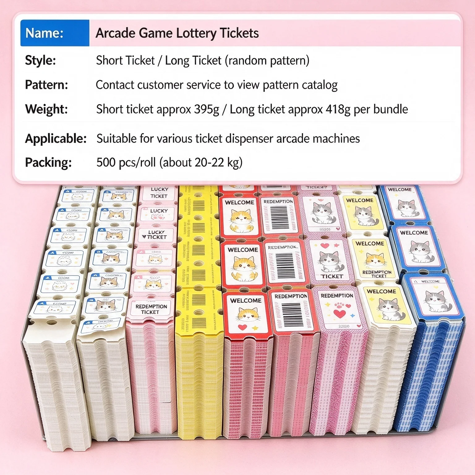 2000Pcs Lottery Paper Ticket Redemption Voucher For Arcade Crane Machine Coin Slot Game Ticket Dispenser Amusement Park