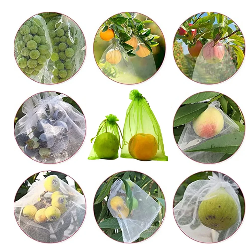 Bolsas de cultivo de frutas y uvas y verduras, bolsas de protección de frutas, bolsa de malla anti-pájaro para jardín, bolsas de fresas,