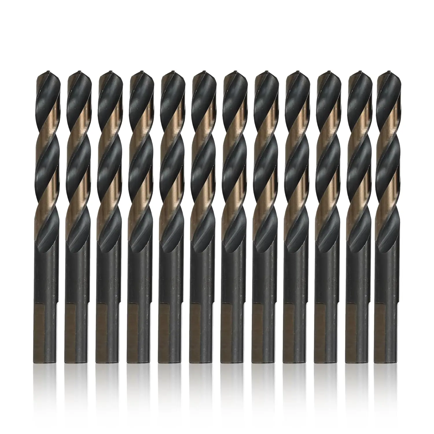 Broca de Acero de Alta Velocidad de 9/32" Negra y Dorada KFD con Punta Dividida y Vástago de 3 Planoes, Paquete de 12 para Perforación de Precisión