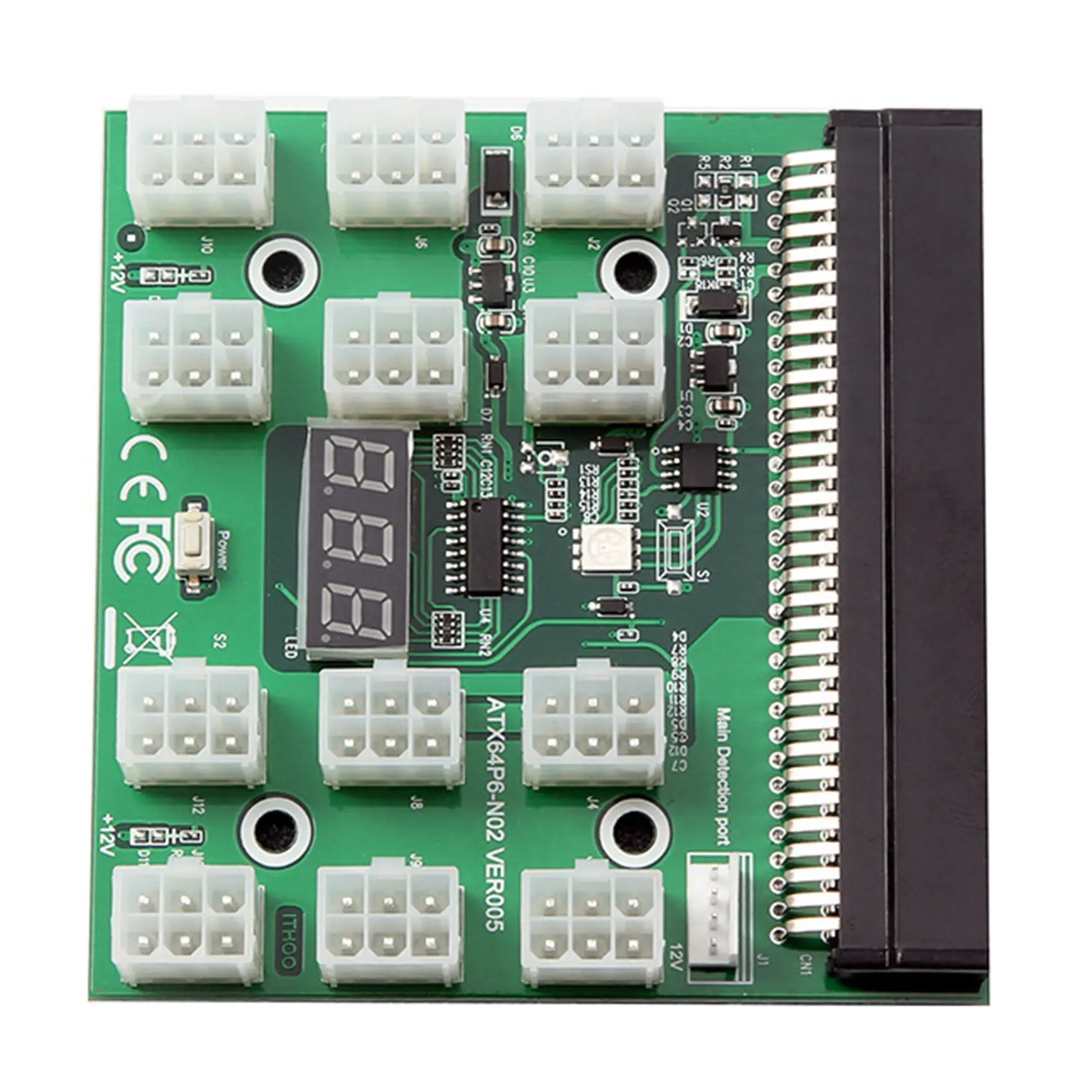 DT75BG Breakout Board 12 Port 6Pin LED Display 12V Power Supply Server Adapter for HP 1200W 750W PSU GPU Miner Mining BTC ETH