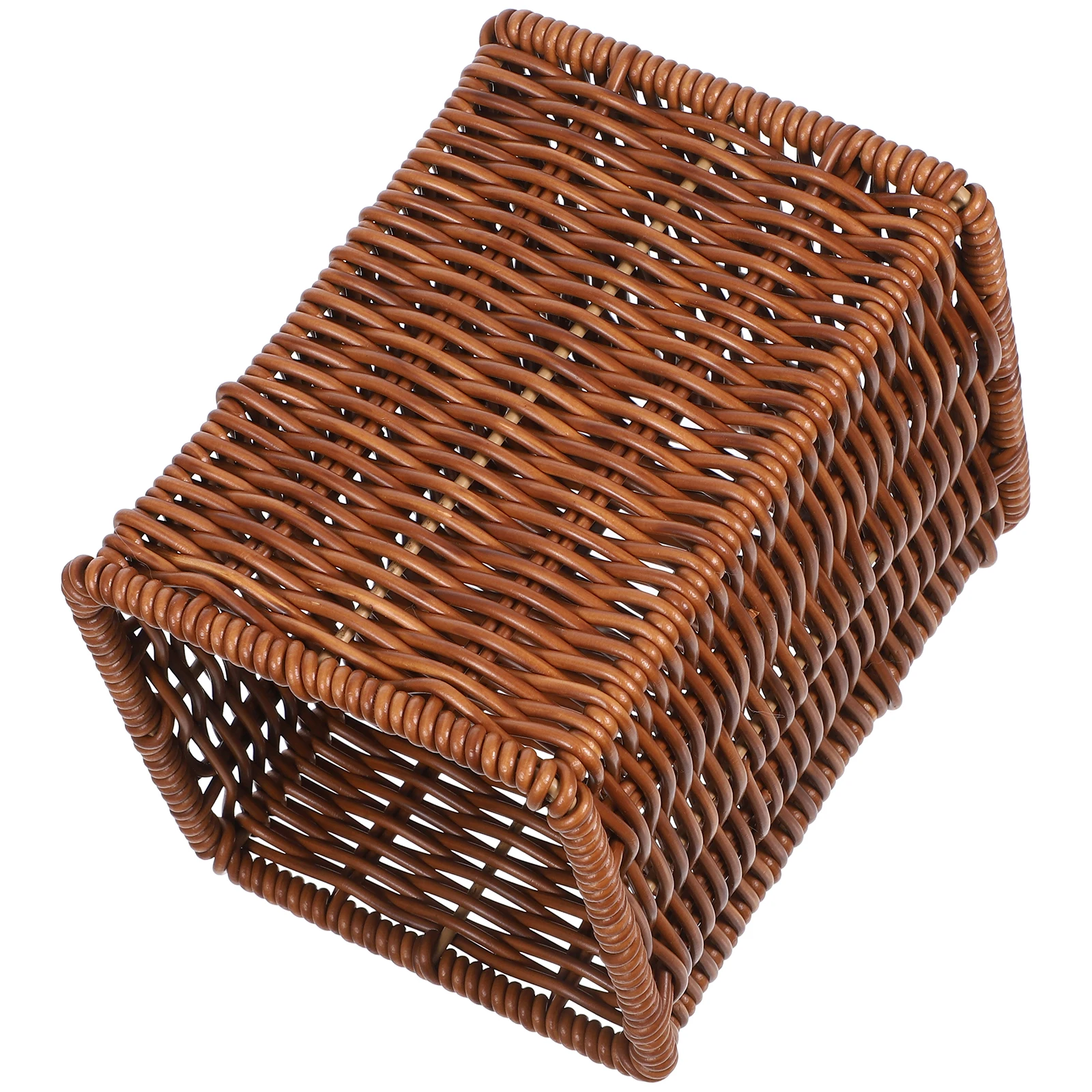 

Imitation Rattan Chopstick Holder Small Woven Basket Spoon Utensil Organizer Kitchen Tool Storage Rustic Style Flat Weave Design