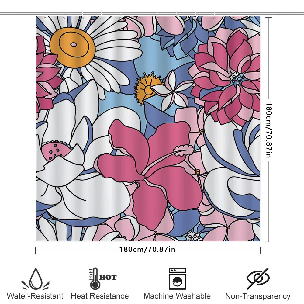 Conjunto de cortina de ducha con estampado floral vintage, decoración de baño impermeable para decoración del hogar
