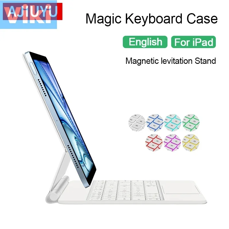 AJIUYU Magic Keyboard For New iPad Air 11 2024 air 11 Inch M2 Air 6th Gen Smart Cover Magnetic Portuguese Spanish Arabic French