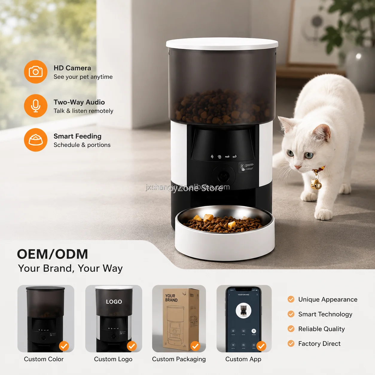 Hands-free 3L Smart Pet Feeder With Camera WiFi App Remote Control Timer Quantitative Automatic Cat Dog Food Dispenser