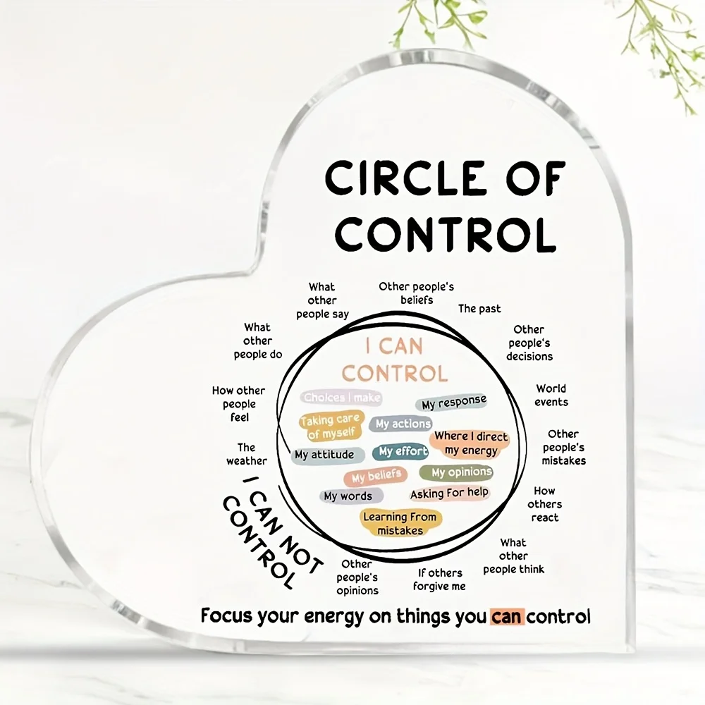 CIFbuy Acrylic Circle Control Sign Irregular Desktop Decor Office Party Focus Energy Plaque No Power Retro Style Ornament