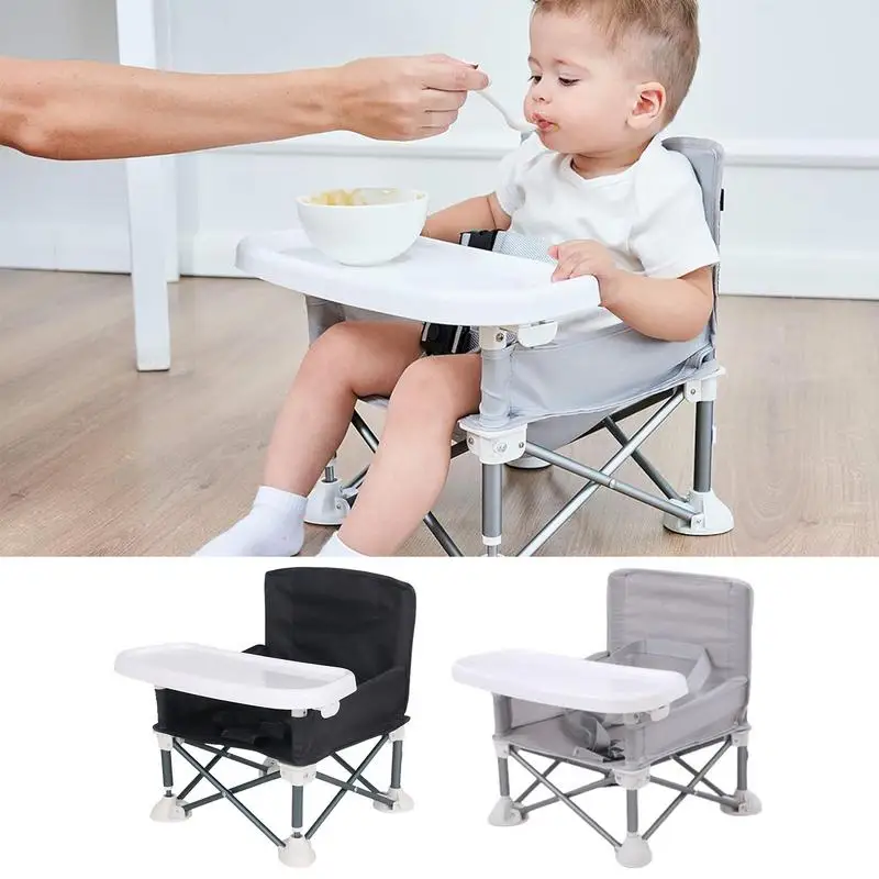 Baby Foldable Portable Dining Chair With Plate Seat Belt Children\'s Beach Chair Camping Child Comfortable Feeding Seat Baby