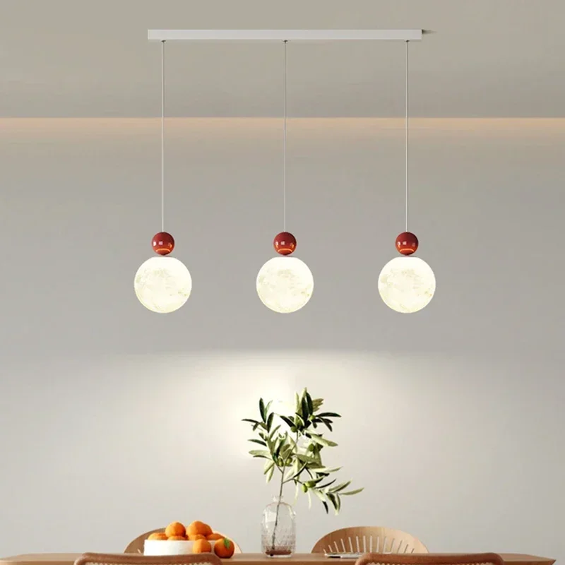 

Home LED Pendant Lights For Living Room Dining Room Bedroom Ceiling Hanging Lamp White lunar Chandelier Decor Lighting Fixture