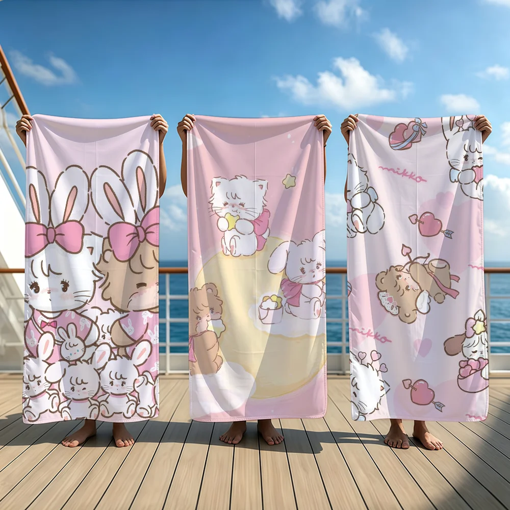 M-MIKKOS-ES Cartoon Cute Towel Beach Oversized Soft Ultra Absorbent Quick Drying Large Pool Travel Camping Bathroom
